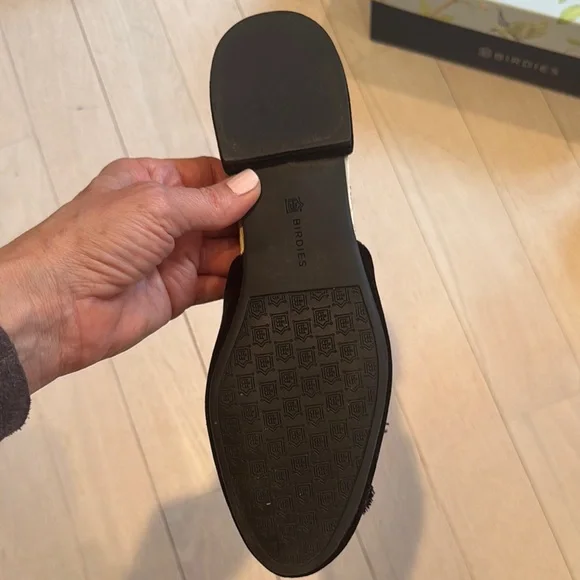 Birdies Black Plush Slippers Open Back Design - Picture 4 of 7